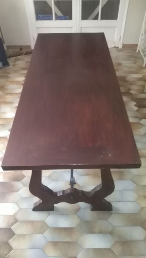ancienne Table  Catalane  pieds lyre entretoises ferronnerie 1850 Roquefort-les-Pins (06)