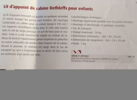 Lit d appoint de cabine camping car Fiat pour enfant 150 Tergnier (02)