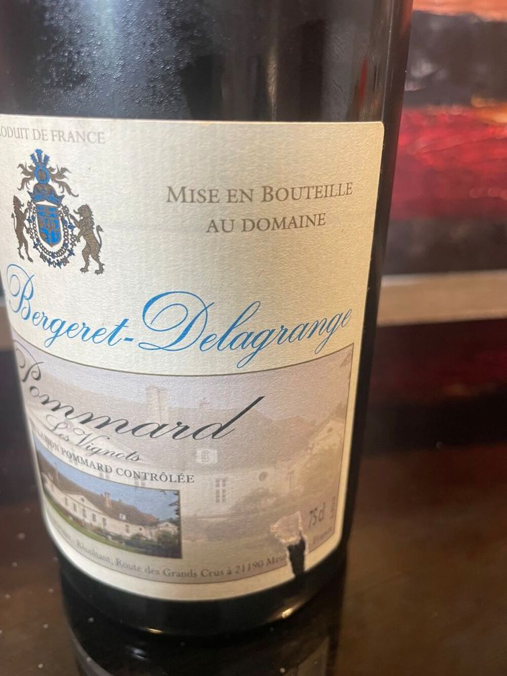 1 Bt POMMARD LES VIGNOTS Domaine BERGERET-DELAGRANGE 2010 Cuisine