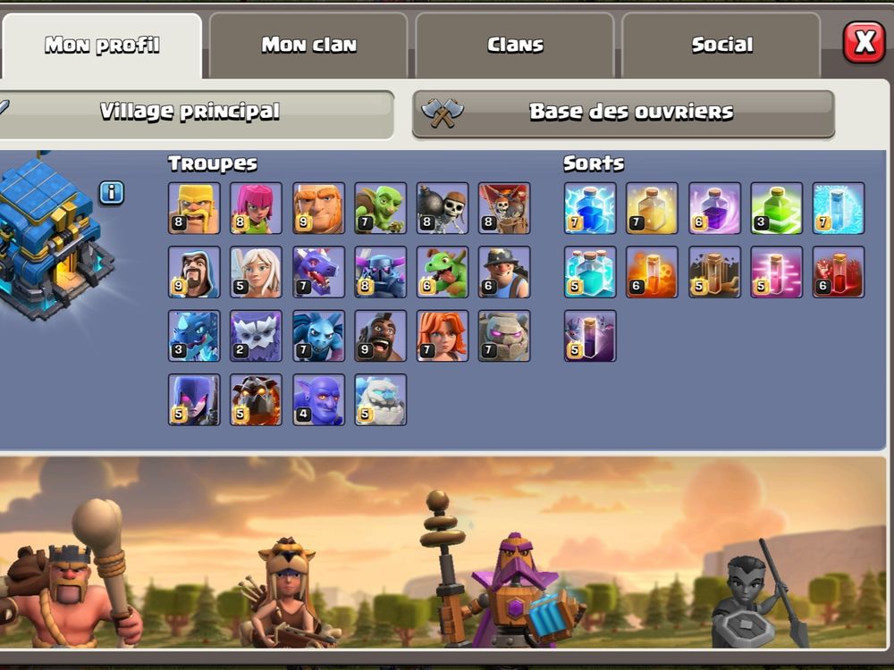 Compte clash of clans HDV12 max Heros 65/63/40 Consoles et jeux vidéos