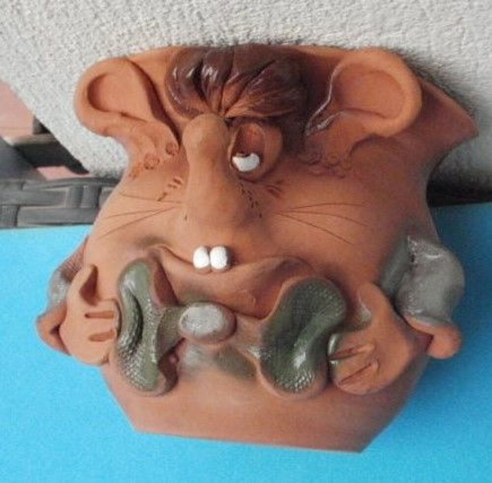 CACHE POT ou vide poche t&ecirc;te de cochon en terre cuite Décoration