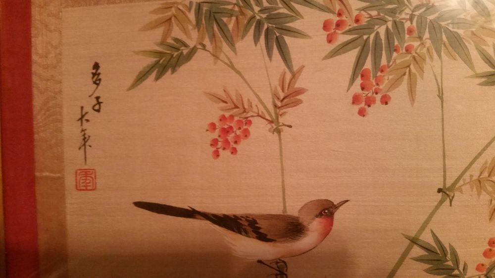 Tableau peinture sur soie chinois Décoration