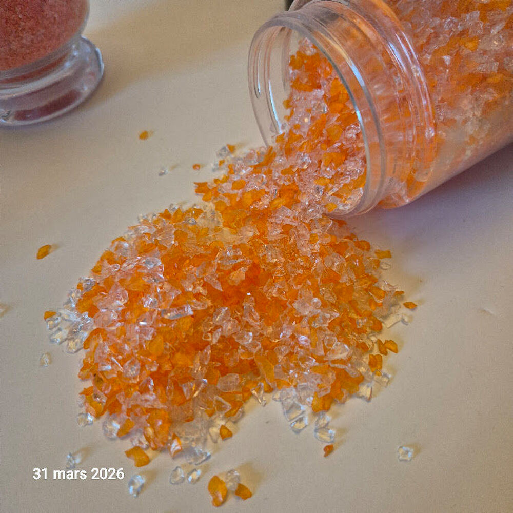 Gravier d&eacute;coratif synth&eacute;tique orange et jaune - 2 x 600 gr Décoration