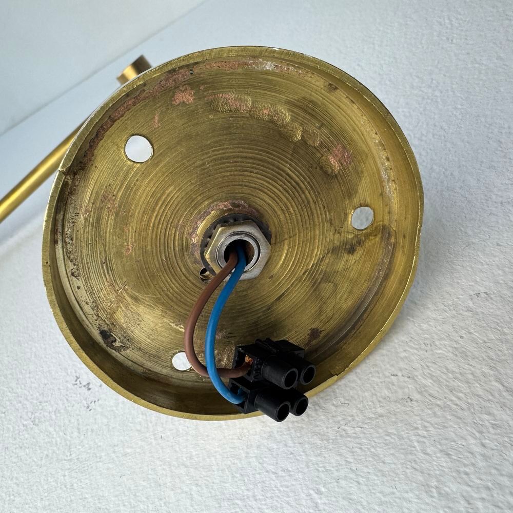 ANCIENNE LAMPE POTENCE LAITON &amp; OPALINE VINTAGE
D�coration