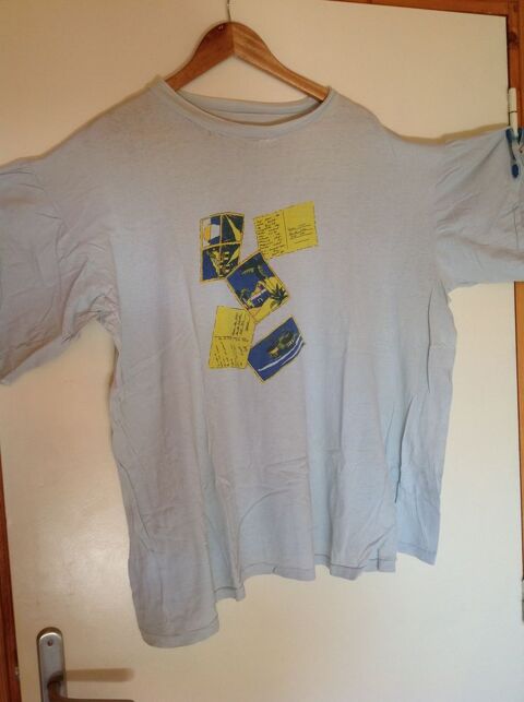 GRAND T-SHIRT BLEU CIEL CARTES POSTALES GRANDE TAILLE 5 Trgunc (29)
