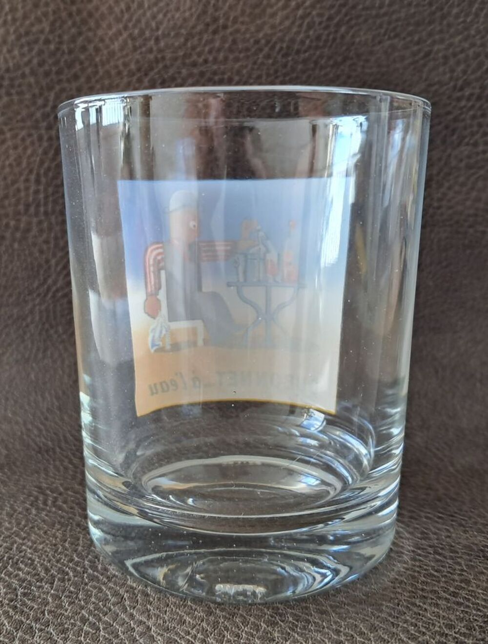 Verre publicitaire illustr&eacute; ap&eacute;ritif fran&ccedil;ais Dubonnet 