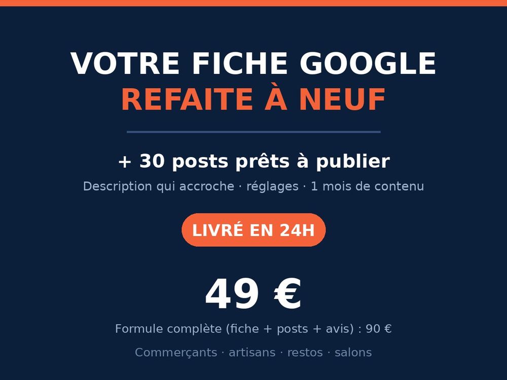   Fiche Google refaite + 30 posts prêts à publier - livré 24h 