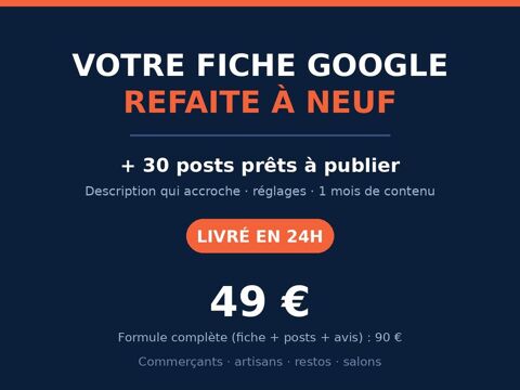 Fiche Google refaite + 30 posts pr&ecirc;ts &agrave; publier - livr&eacute; 24h 0 93200 Saint-denis