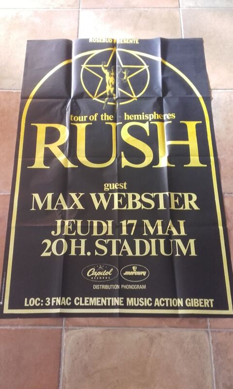 Rush / Max Webster : Affiche Originale Concert Paris 1979 (A 300 Angers (49)