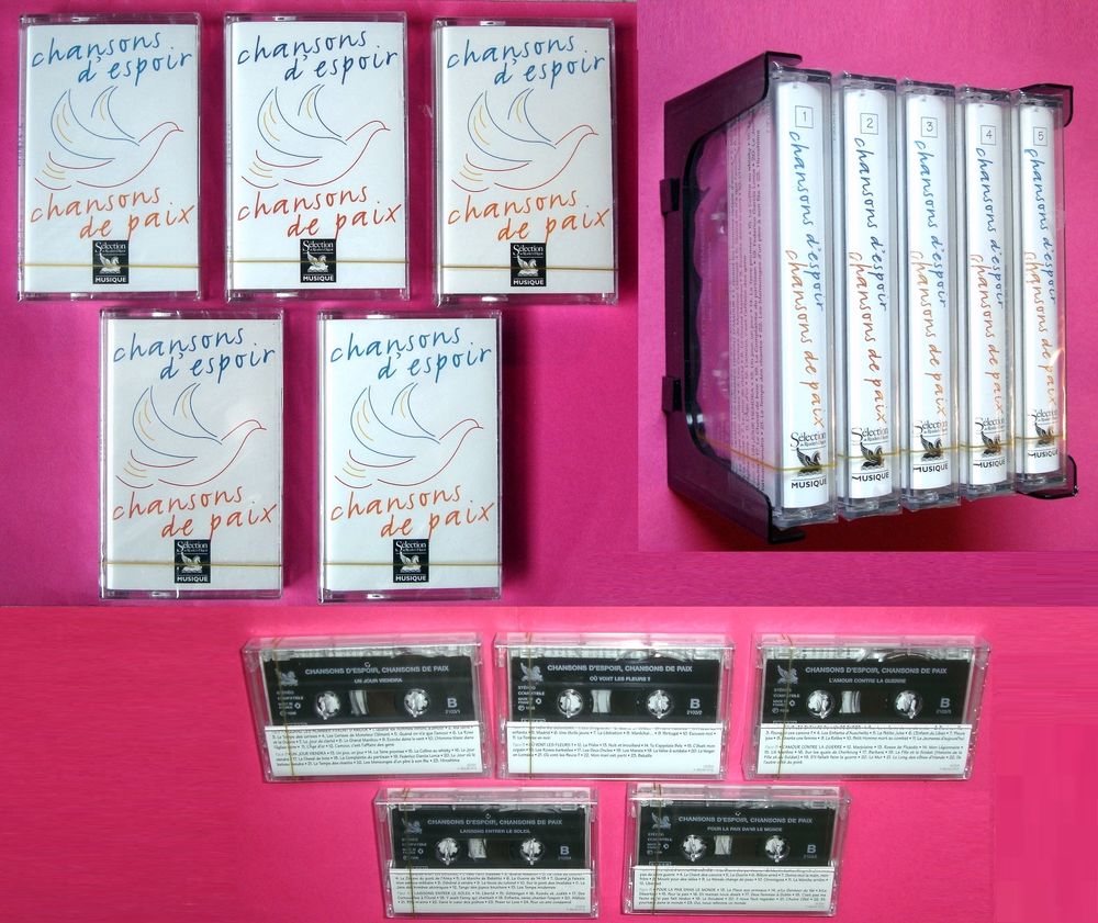 CHANSONS D'ESPOIR ET DE PAIX - COFFRET 5 x K7 AUDIO - NEUF CD et vinyles