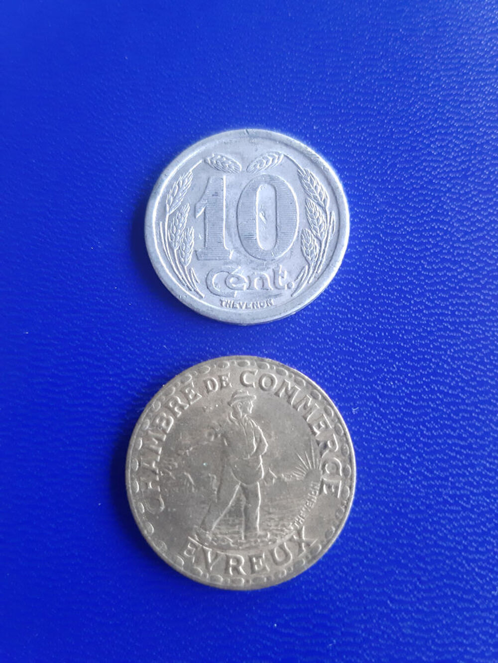 1921-22 argent d' Evreux 10 centimes et 1 franc 