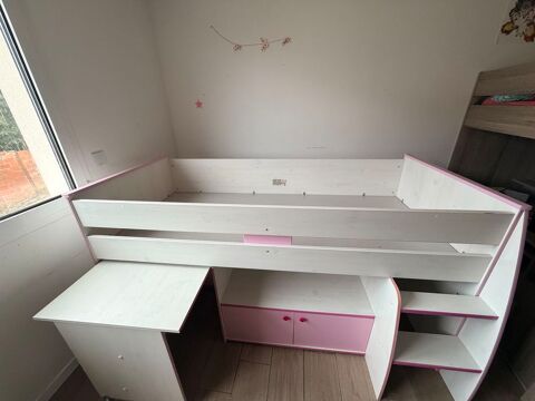 Lit combin� Lyo 90x200 - couleur blanc / rose 100 Montgeron (91)