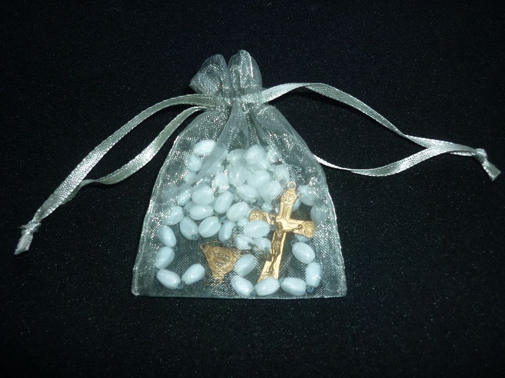 CHAPELET de premi&egrave;re COMMUNION vintage perles grains de riz Bijoux et montres