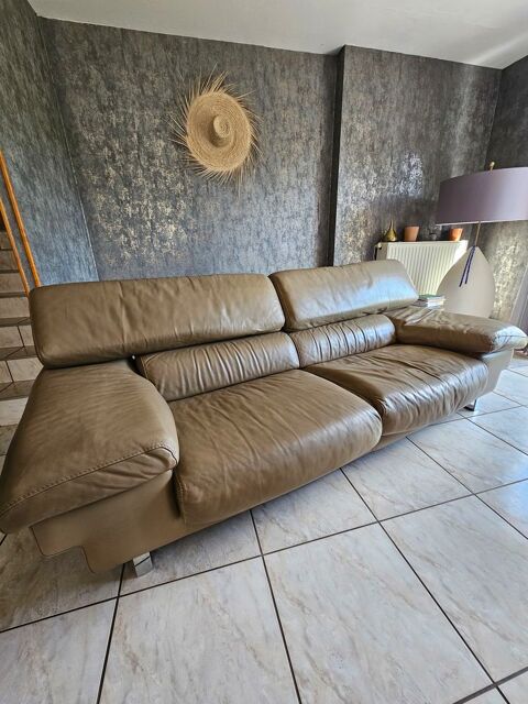 Canap 3 places ROCHE BOBOIS en cuir 390 Druelle (12)