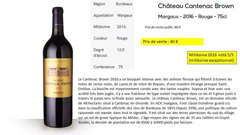 Ch�teau Cantenac Brown - Margaux 2016 40 Enghien-les-Bains (95)