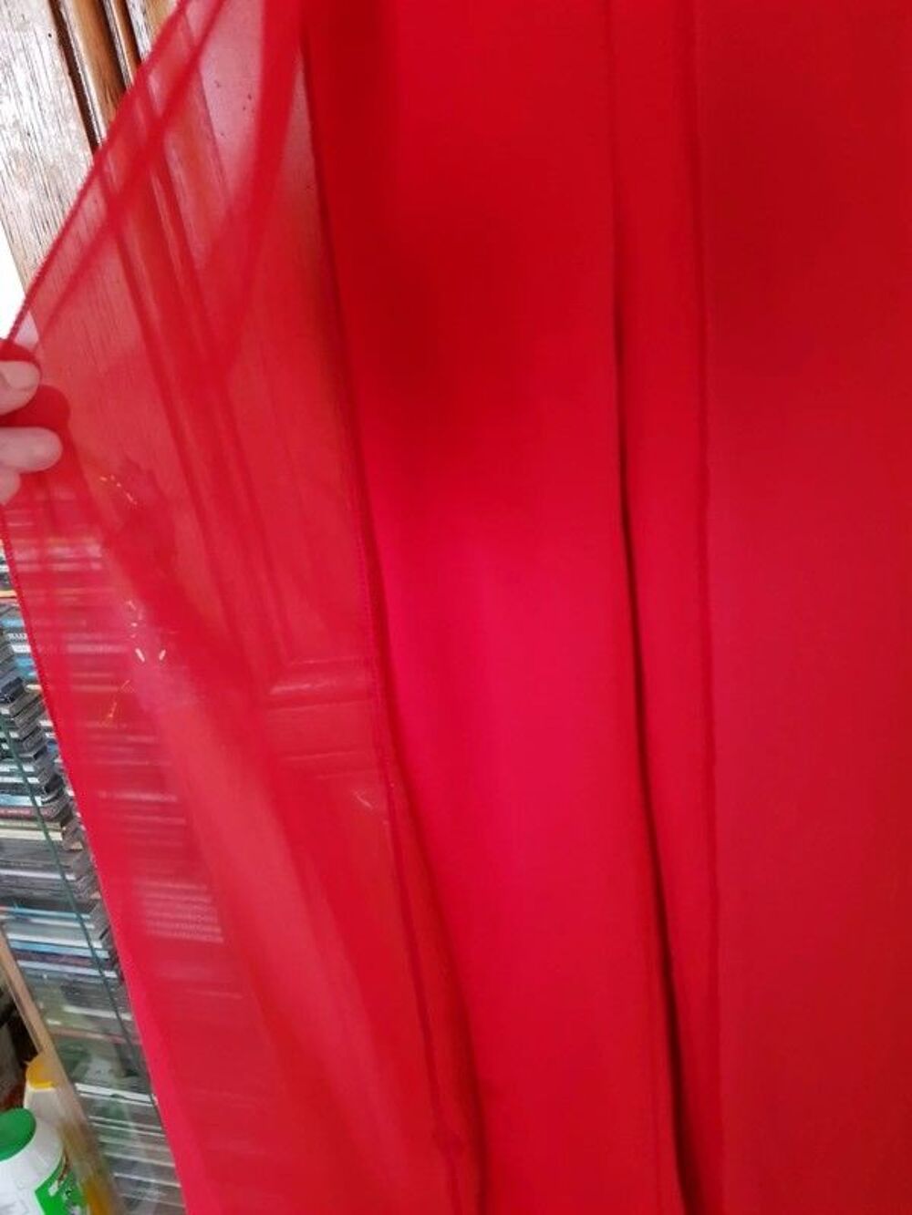 Salopette bustier rouge avec voiles pantalon jambes fendues Vtements