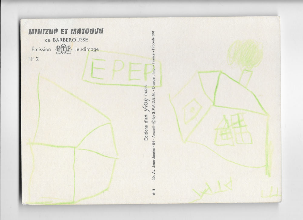 Carte Postale MINIZUP ET MATOUVU - ORTF / EDITIONS YVON N&deg;02 