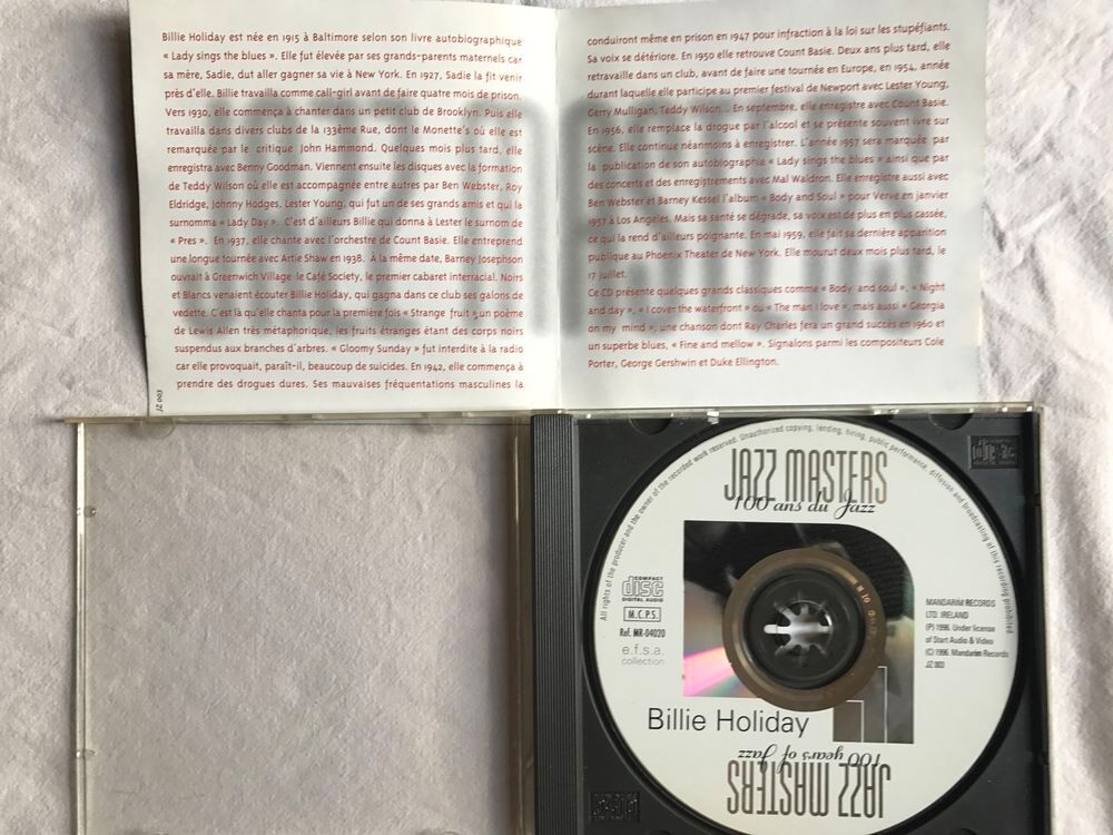 CD Billie Holiday Jazz Masters (100 Ans De Jazz) CD et vinyles