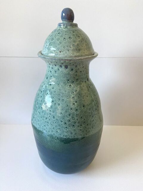 Vase Pot Urne Céramique Émaillée Terre Cuite Rouge Signée DP 75 Hyeres Plage (83)