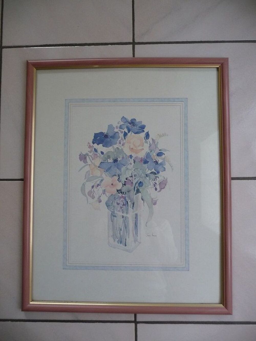 Cadre Bouquet Fleurs style aquarelle Grand Format NEUF Décoration