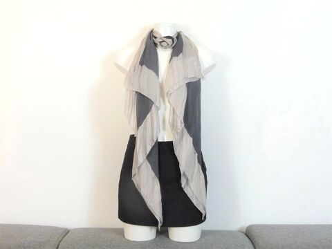 Foulard/ Echarpe Plissé Gris et Ecru avec son Noeud 60 Paris 15 (75)
