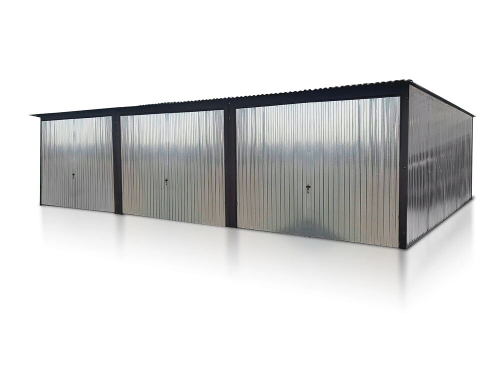 Garage en t&ocirc;le triple 9&times;5 m Monopente Galvanis&eacute; Jardin