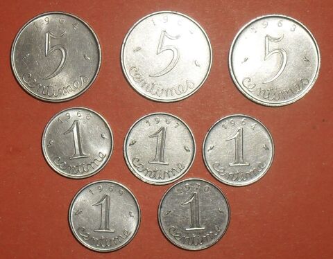 8 pi�ces 1 centime et 5 centimes France Epi. 20 Montreuil (93)
