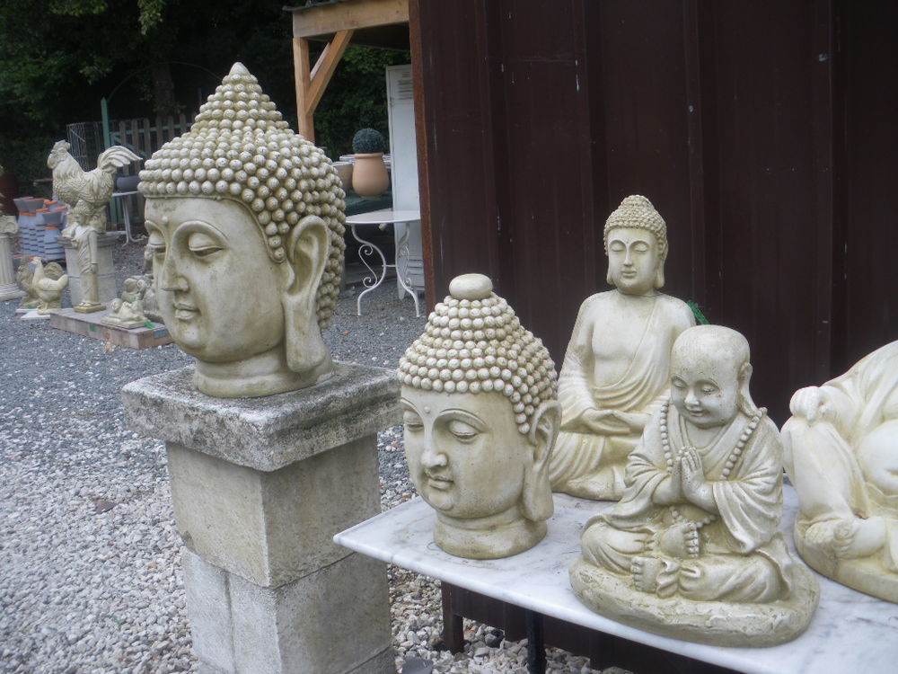 T&ecirc;te de Bouddha MM en pierre reconstitu&eacute;e Décoration