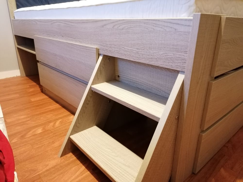 Lit sur&eacute;lev&eacute; 90 x 200 + sommier + matelas Meubles