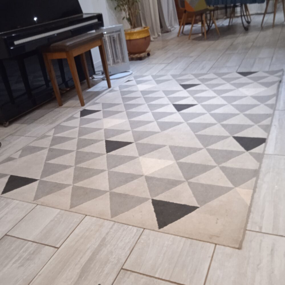 Grand tapis motifs g&eacute;om&eacute;triques triangles 160*229 Décoration