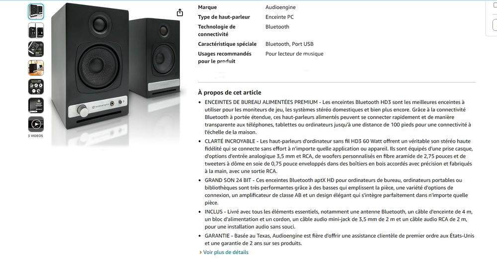 Paire d'enceintes W3 AudioEngine 60 w Audio et hifi