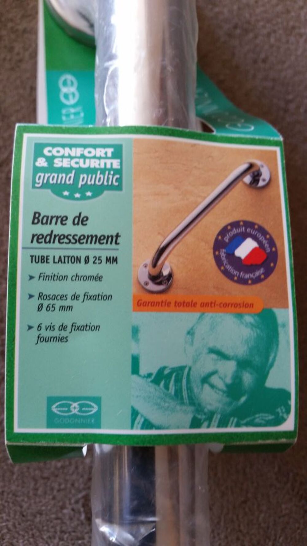 Barre laiton chrom&eacute; Godonnier - Barre droite 30 cm Bricolage
