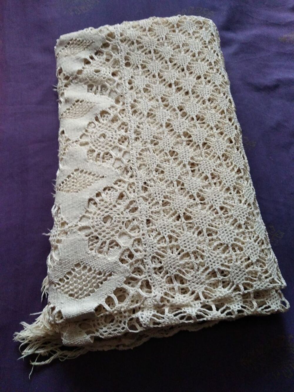 Ancien dessus de lit 1900 au crochet Décoration