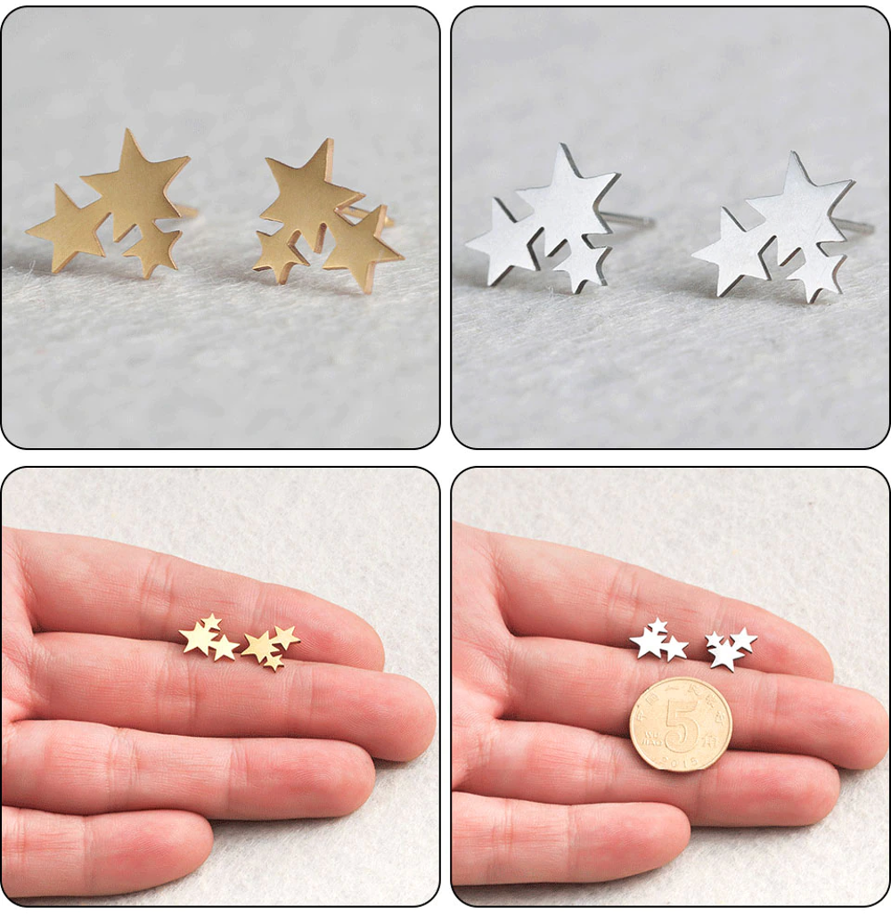 BOUCLE D OREILLE 3 ETOILES Bijoux et montres