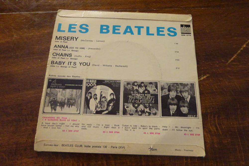 disque 45 tours des BEATLES " MISERY " CD et vinyles