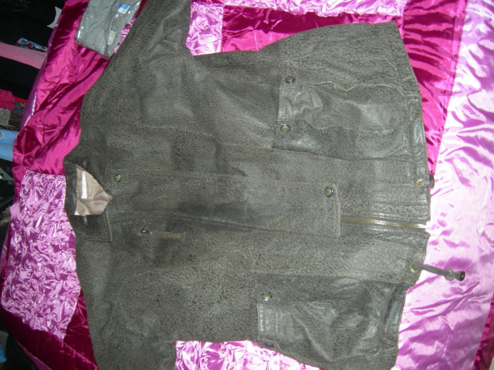 longue veste cuir marron grande taille Vêtements