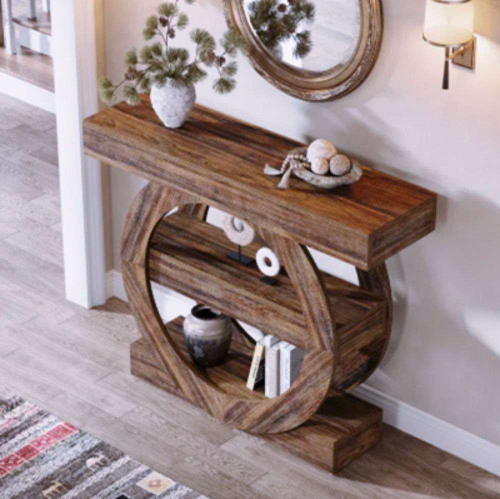 Console cercle en bois ? Design sculptural &amp; effet naturel Meubles