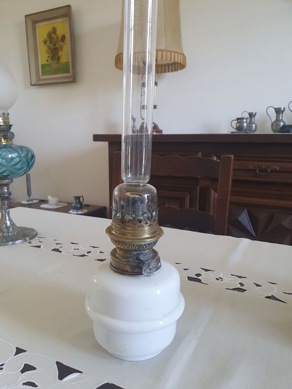 Lampe &agrave; huile opaline Décoration