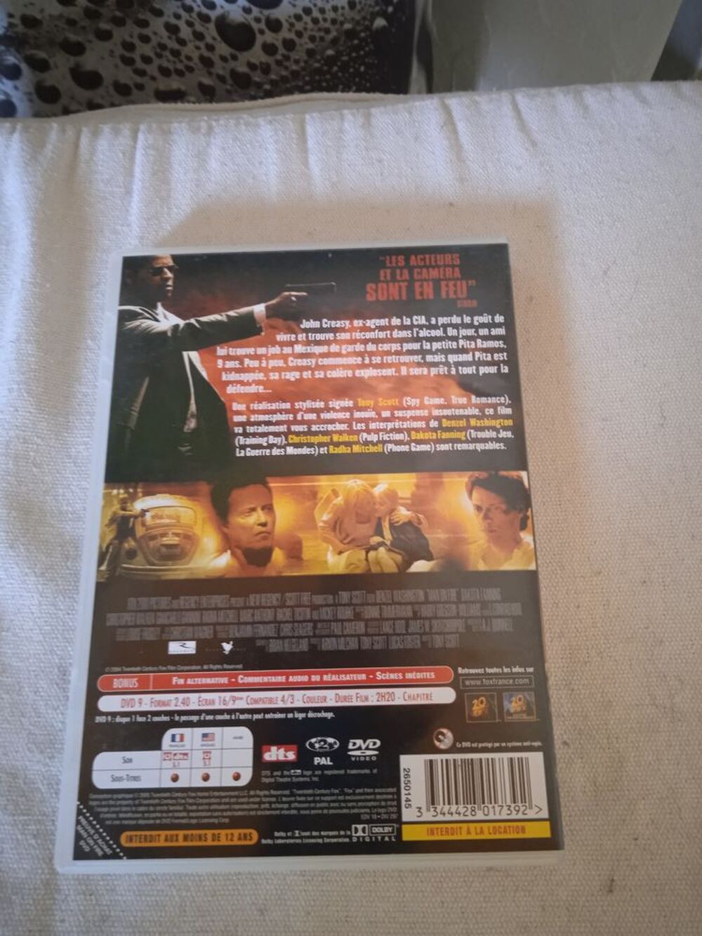 DVD Man on Fire
2004
Excellent &eacute;tat
En Fran&ccedil;ais
Multi lan DVD et blu-ray