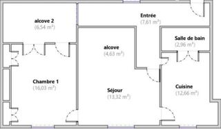  Appartement  vendre 3 pices 64 m
