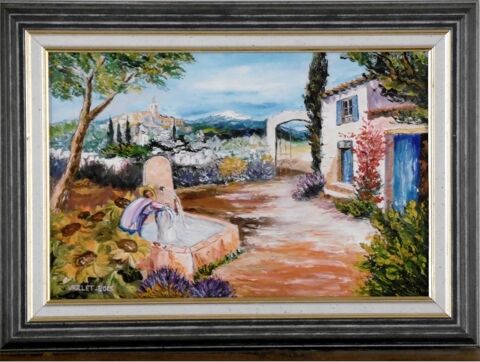 Tableau  Paysage fleuri en Provence  150 Rochefort-du-Gard (30)