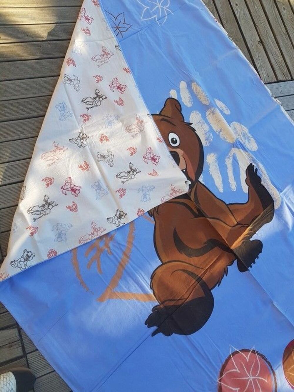 Sublime parure de lit 1 personne r&eacute;versible enfant Koda Fr&egrave;res des Ours Walt Disney Mobilier enfants
