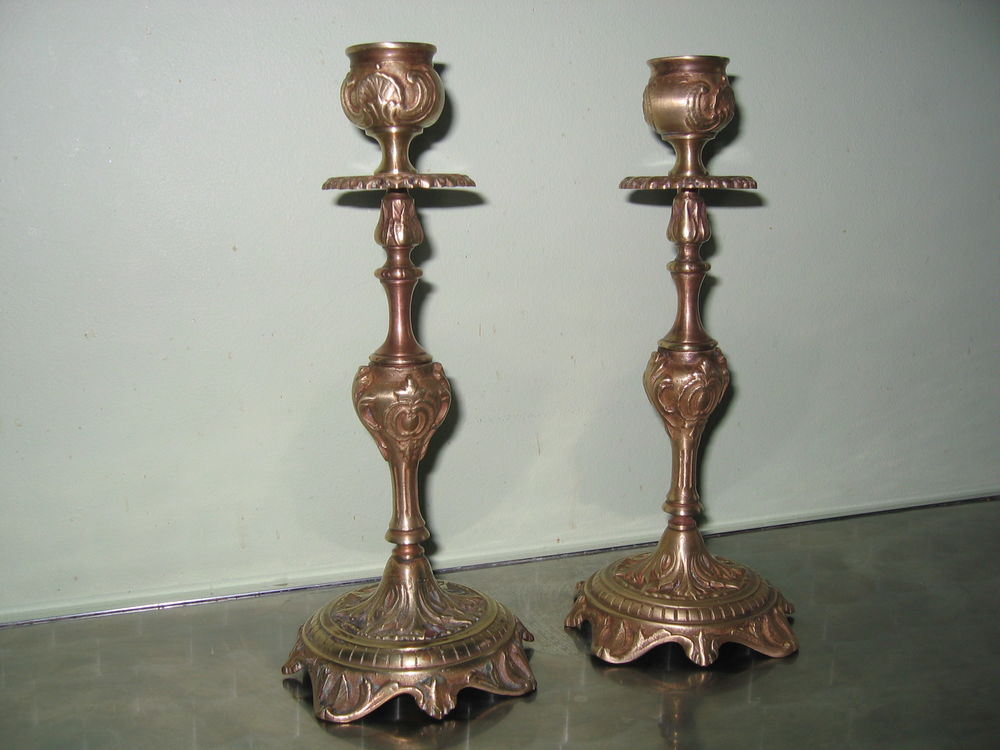 Bougeoirs anciens en bronze Décoration