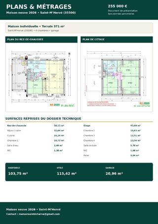 Vente Maison Vitré Maison récente 2026 !!  4 chambres !! Dpe A !! Saint-m'hervé