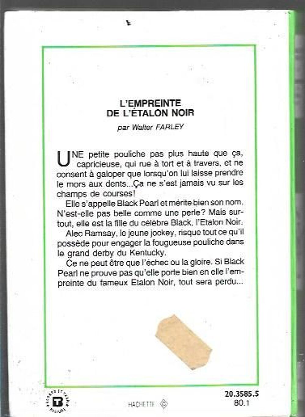 bibliotheque verte - l'empreinte de l'etalon noir - 1980 Livres et BD