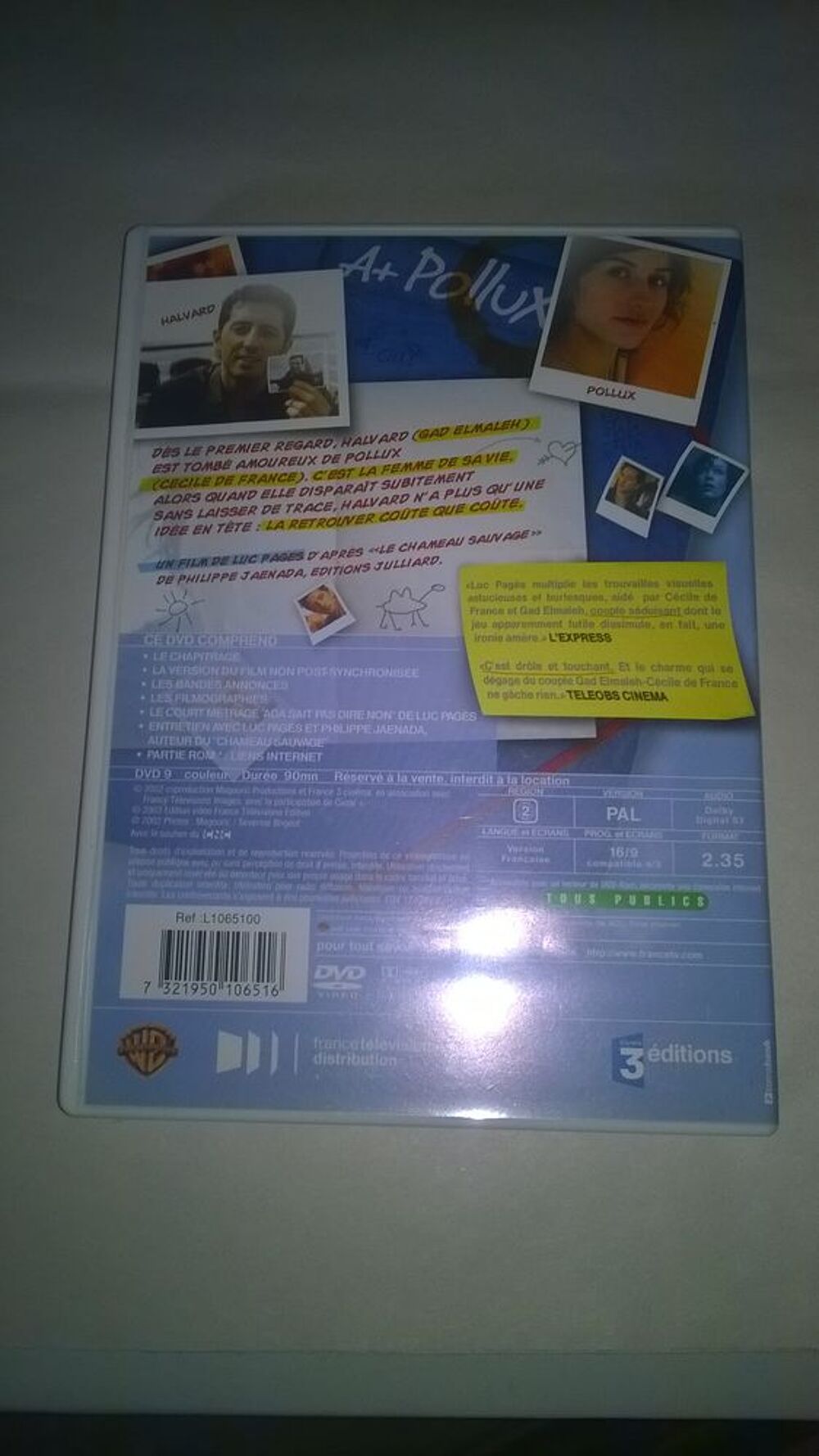 DVD A+ Pollux
Gad Elmaleh - C&eacute;cile De France 
2003
Excell DVD et blu-ray