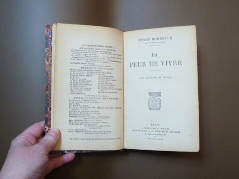 La Peur de Vivre- Henry Bordeaux- 1921- Librairie Plon 15 Paris 15 (75)