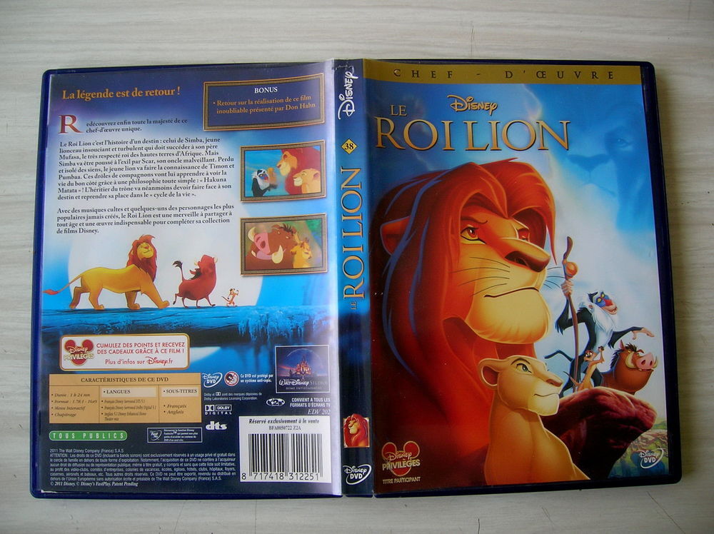 DVD LE ROI LION - Walt Disney DVD et blu-ray