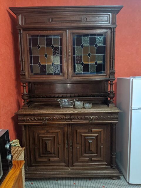 Bahut ancien - bois massif avec colonnes et vitraux 200 Angoul�me (16)