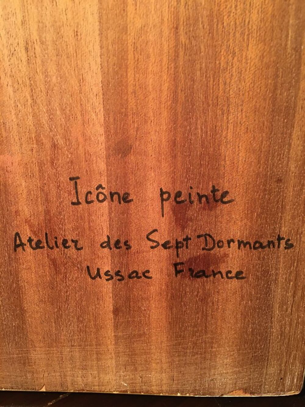 Tableau ic&ocirc;ne en bois peinte &agrave; la main. Décoration